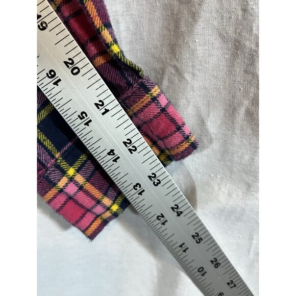 Wilful Wear Women’s Large Long Sleeve Pink Plaid Cotton Snap Front Shirt - Picture 9 of 9